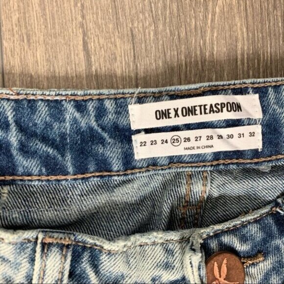 Free People One Teaspoon High Waist Freebirds Skinny Jeans Blue Hart Distressed - Picture 9 of 14